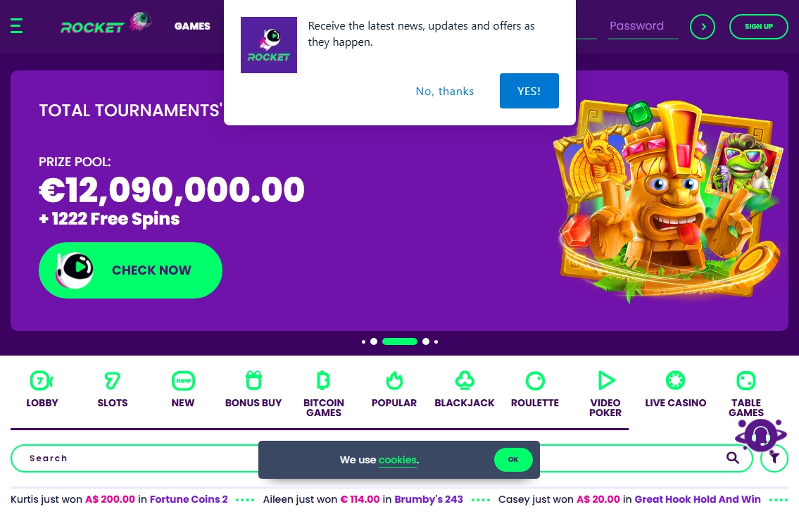 Casino Rocket Mobile View